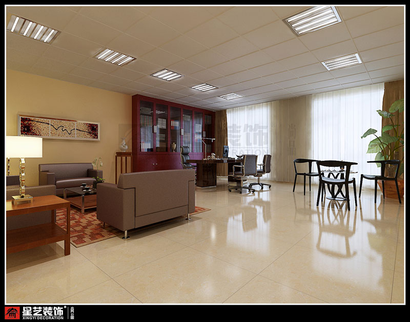 劲达兴纸业办公室装修之副总经理室设计效果