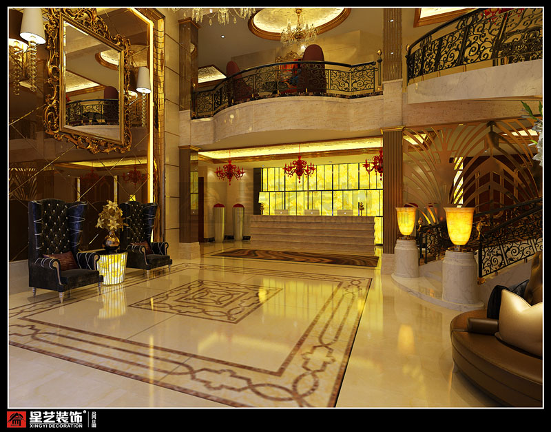 正菱酒店KTV大堂角度设计效果图第二张